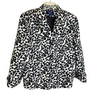 Jones Wear Womens Black and White Notched Collar Blazer Size 18 Office Core